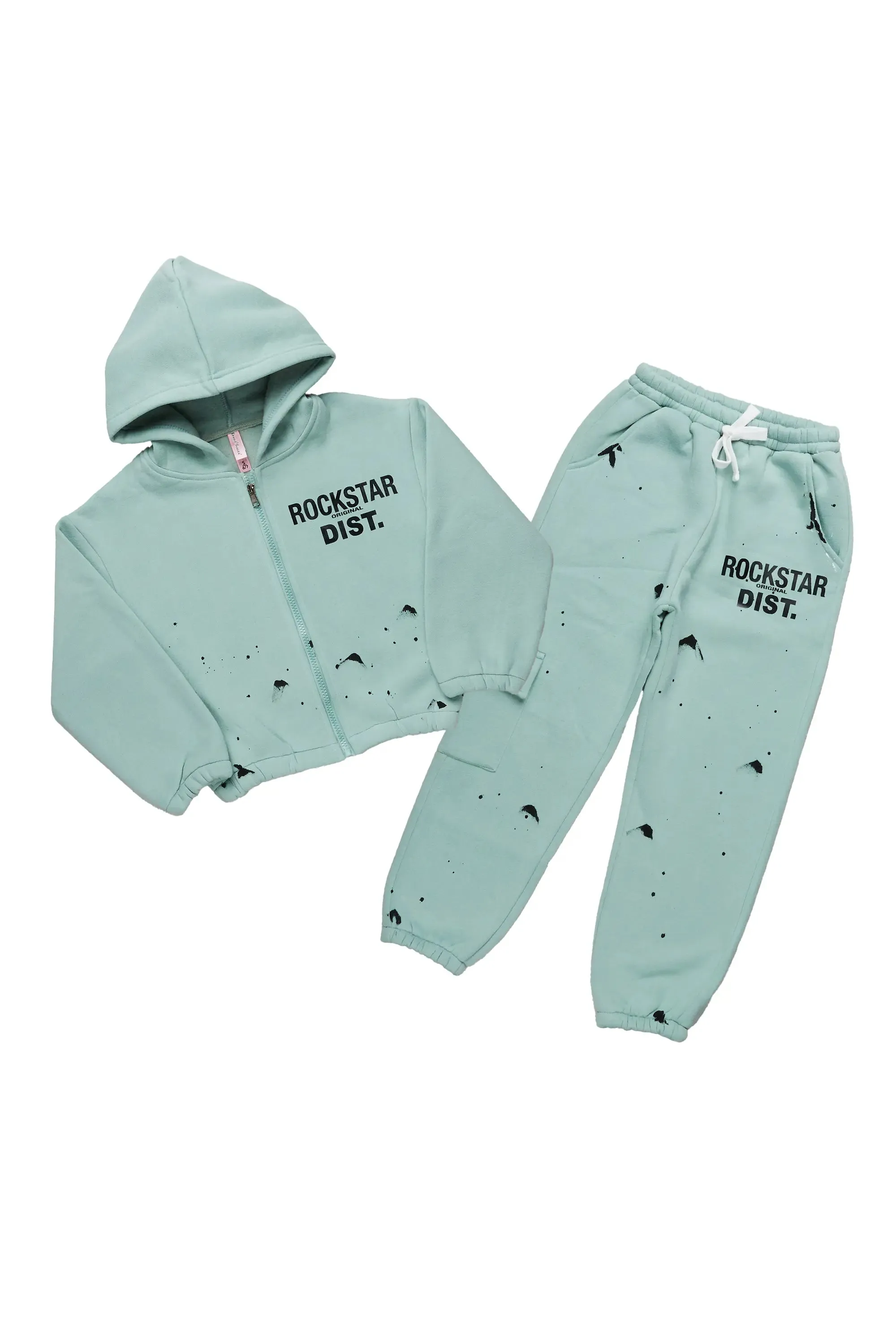 Girls Hadley Sage Zip Up Hoodie Pant Set