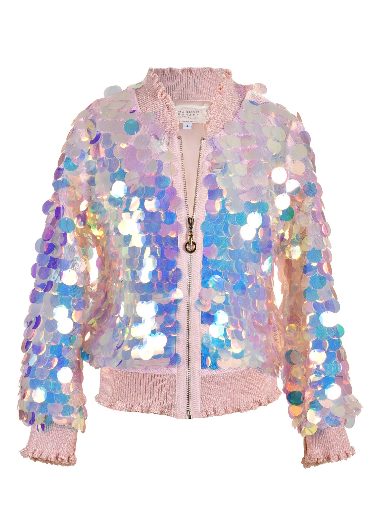 Girl’s Mermaid Scales Holographic Sequin Bomber Jacket