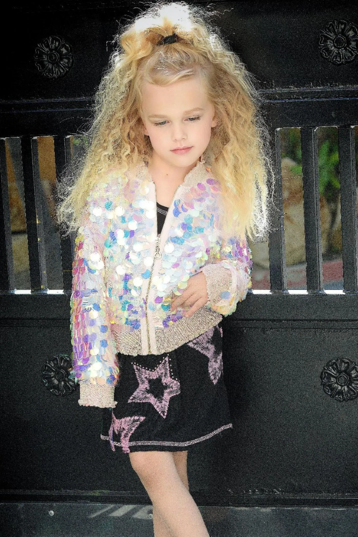 Girl’s Mermaid Scales Holographic Sequin Bomber Jacket