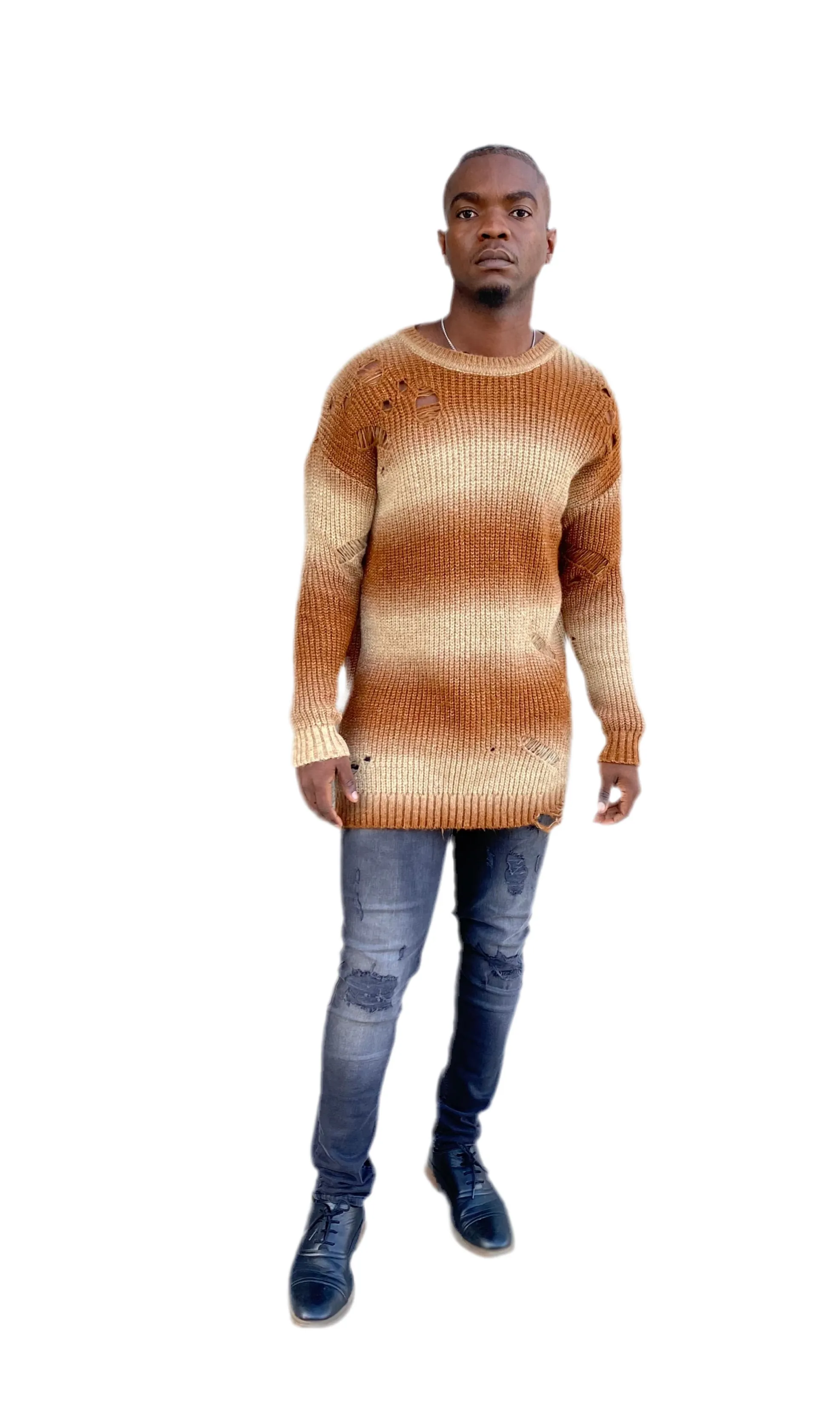 [Goozi] Taffy Knitted Distressed Crew Neck Light Weight