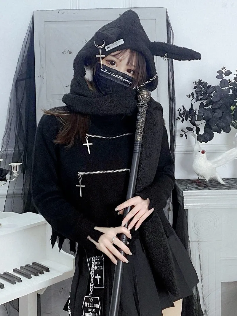 Gothic Bunny Hooded Scarf