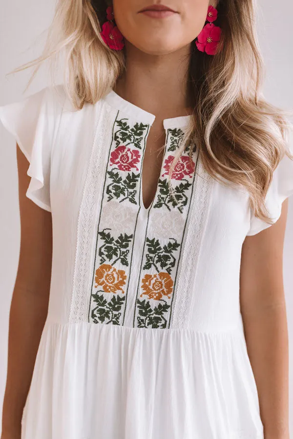 Grecian Gorgeous Embroidered Babydoll Dress