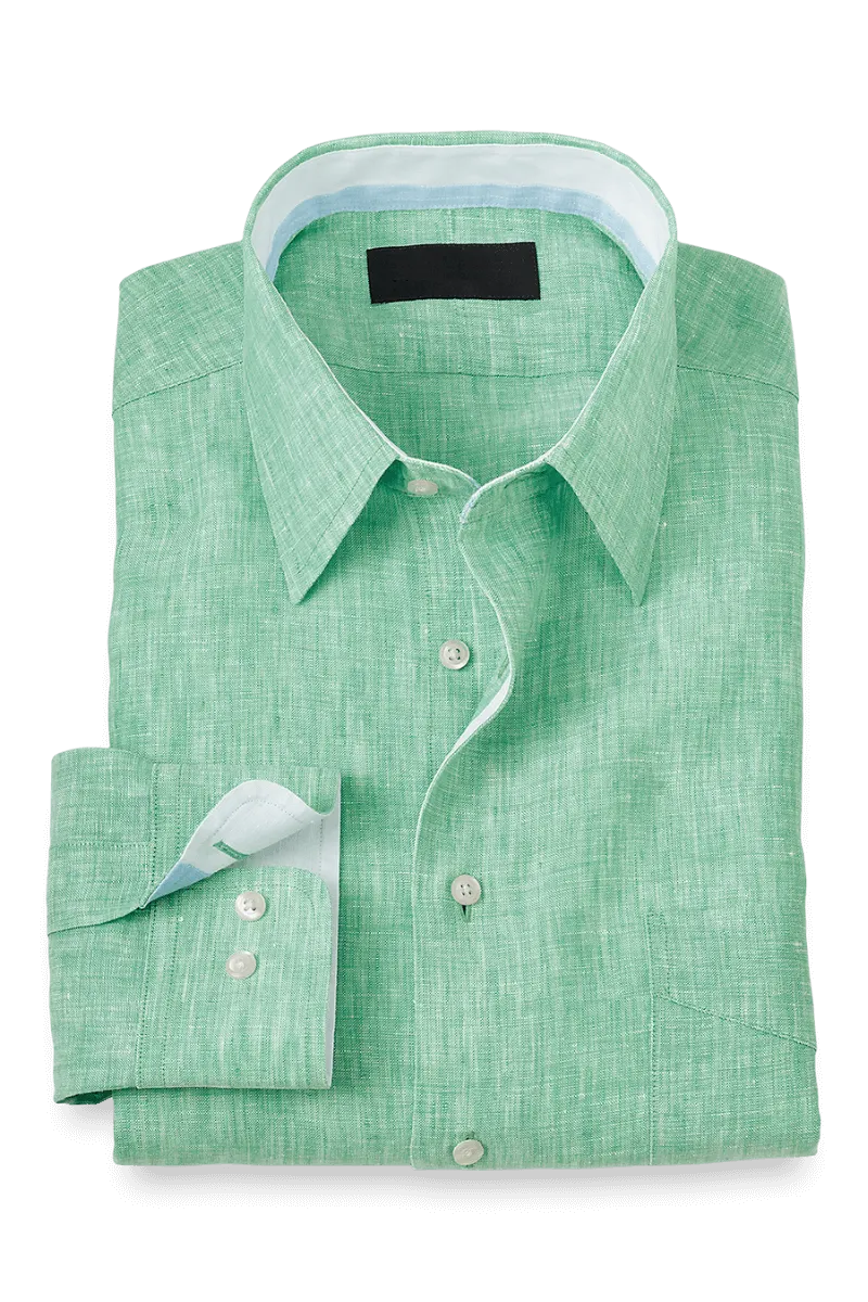 Green Non-Iron Linen Dres Shirt