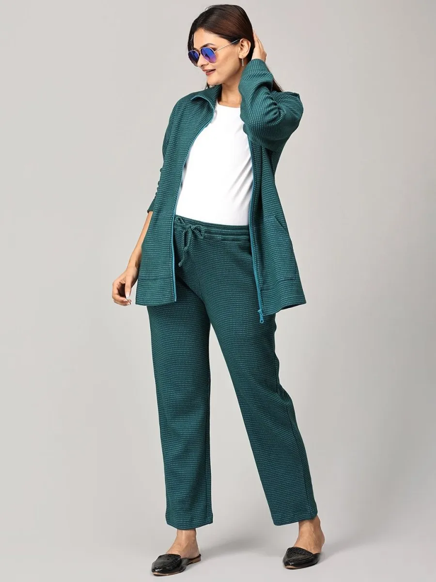 Green Virtue Maternity and Nursing Bomber Jacket Co- Ord Set