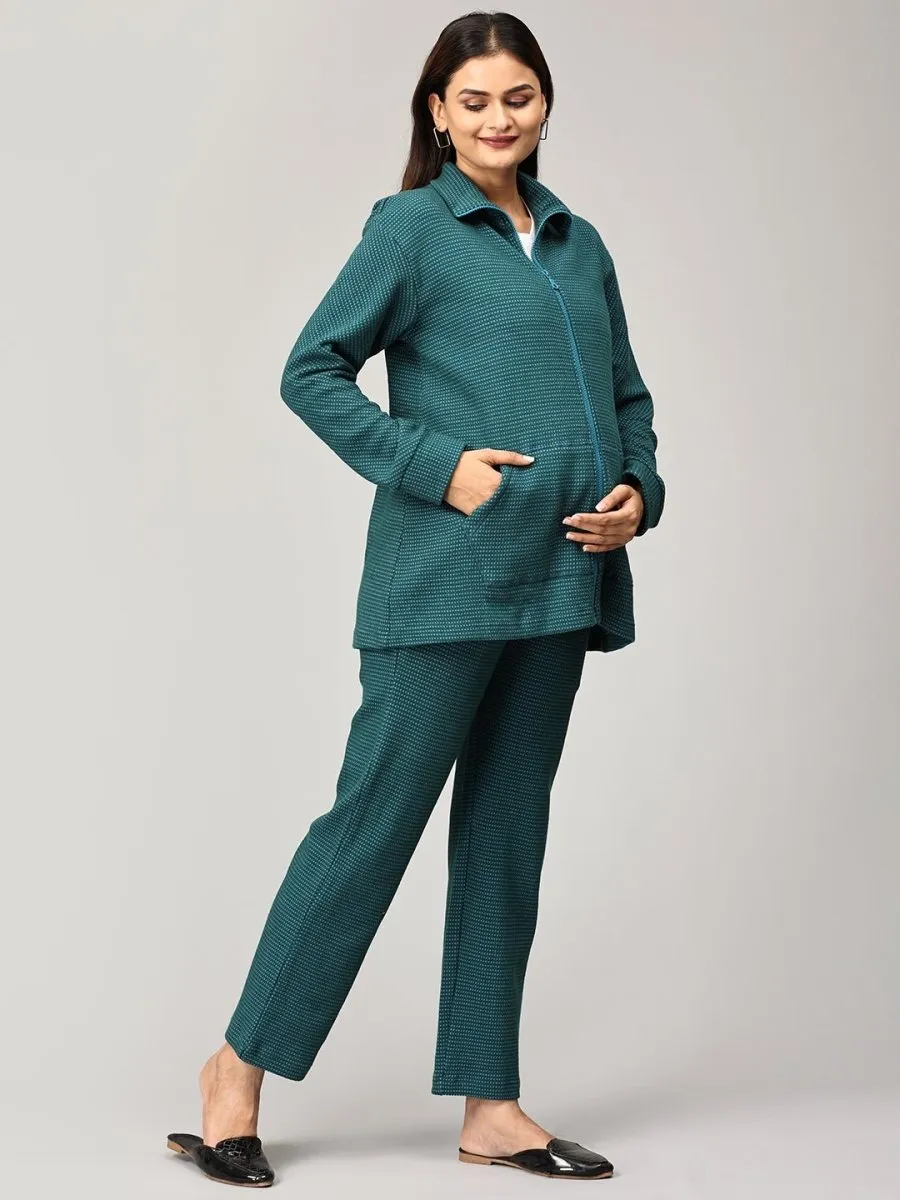 Green Virtue Maternity and Nursing Bomber Jacket Co- Ord Set