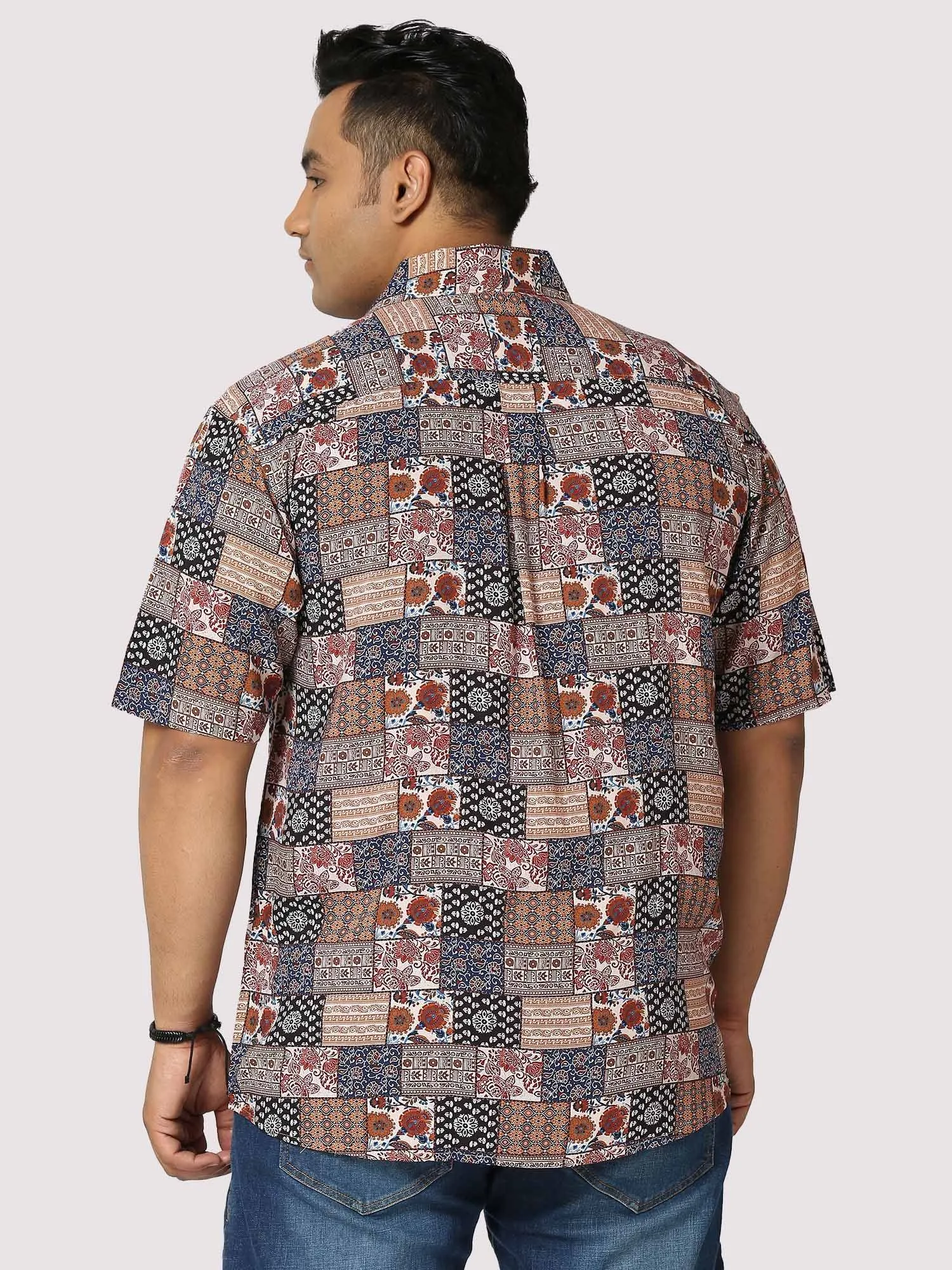 Harmony Digital Printed Half Shirt Men's Plus Size