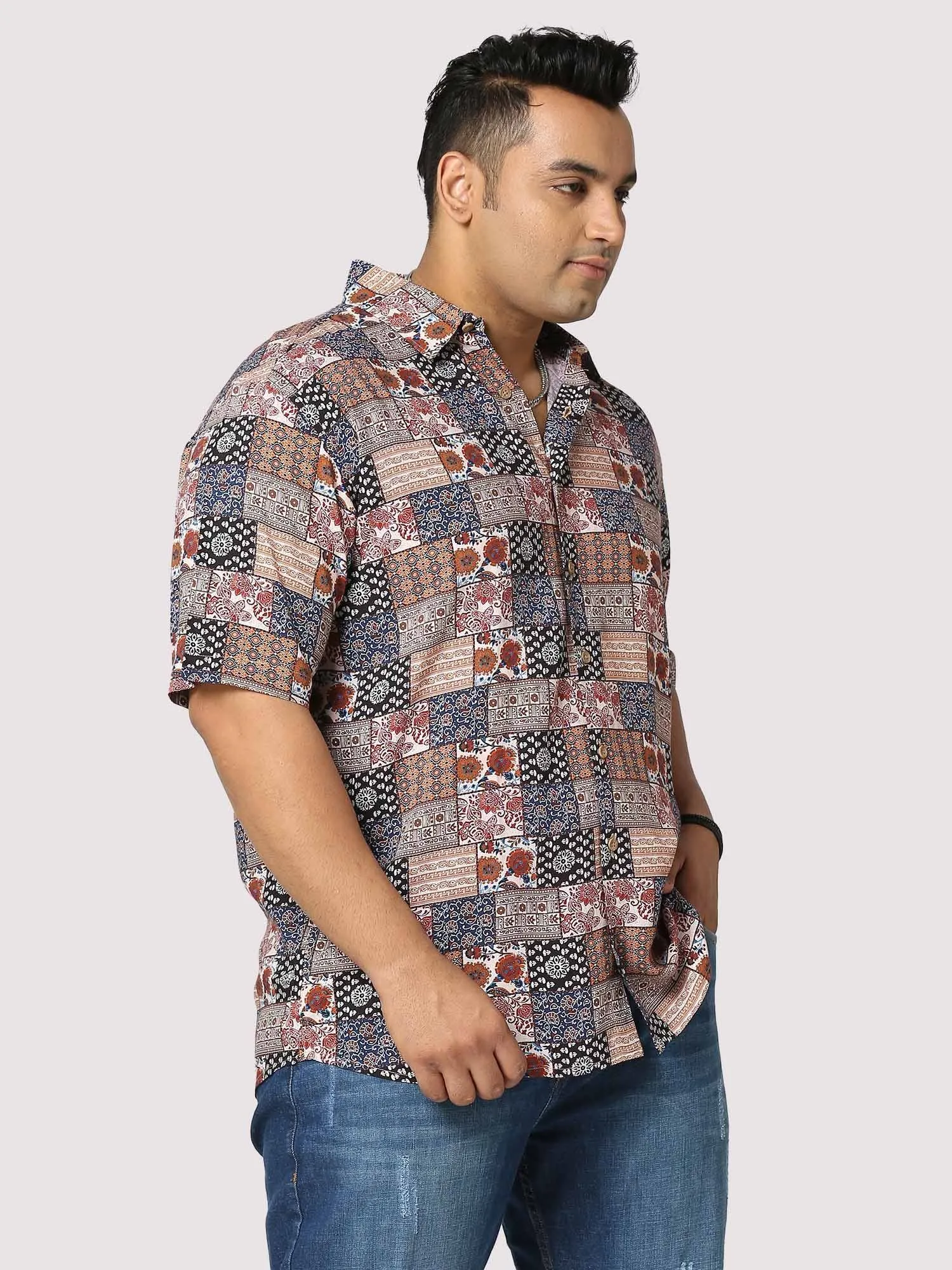 Harmony Digital Printed Half Shirt Men's Plus Size