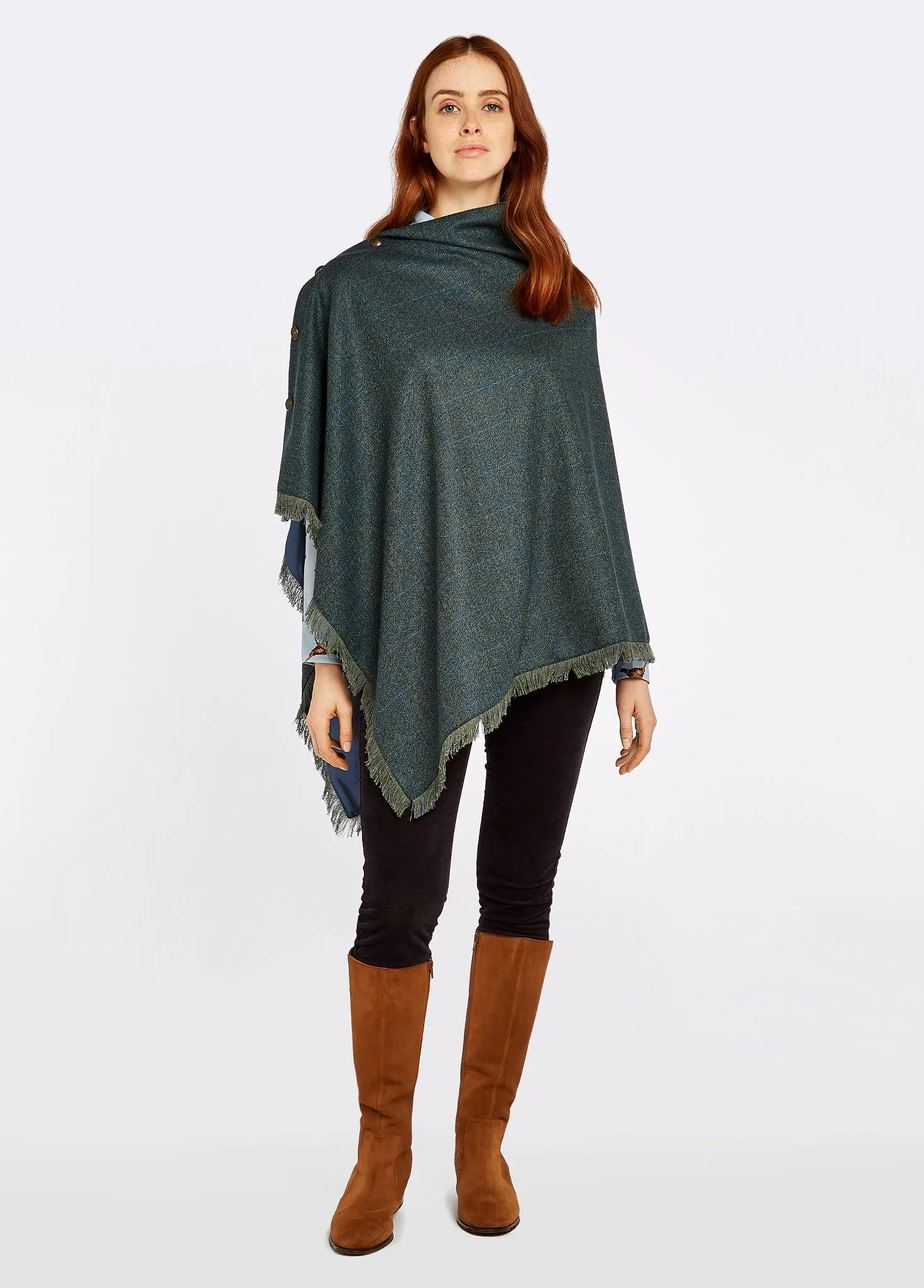 Hazelwood Tweed Poncho - Mist