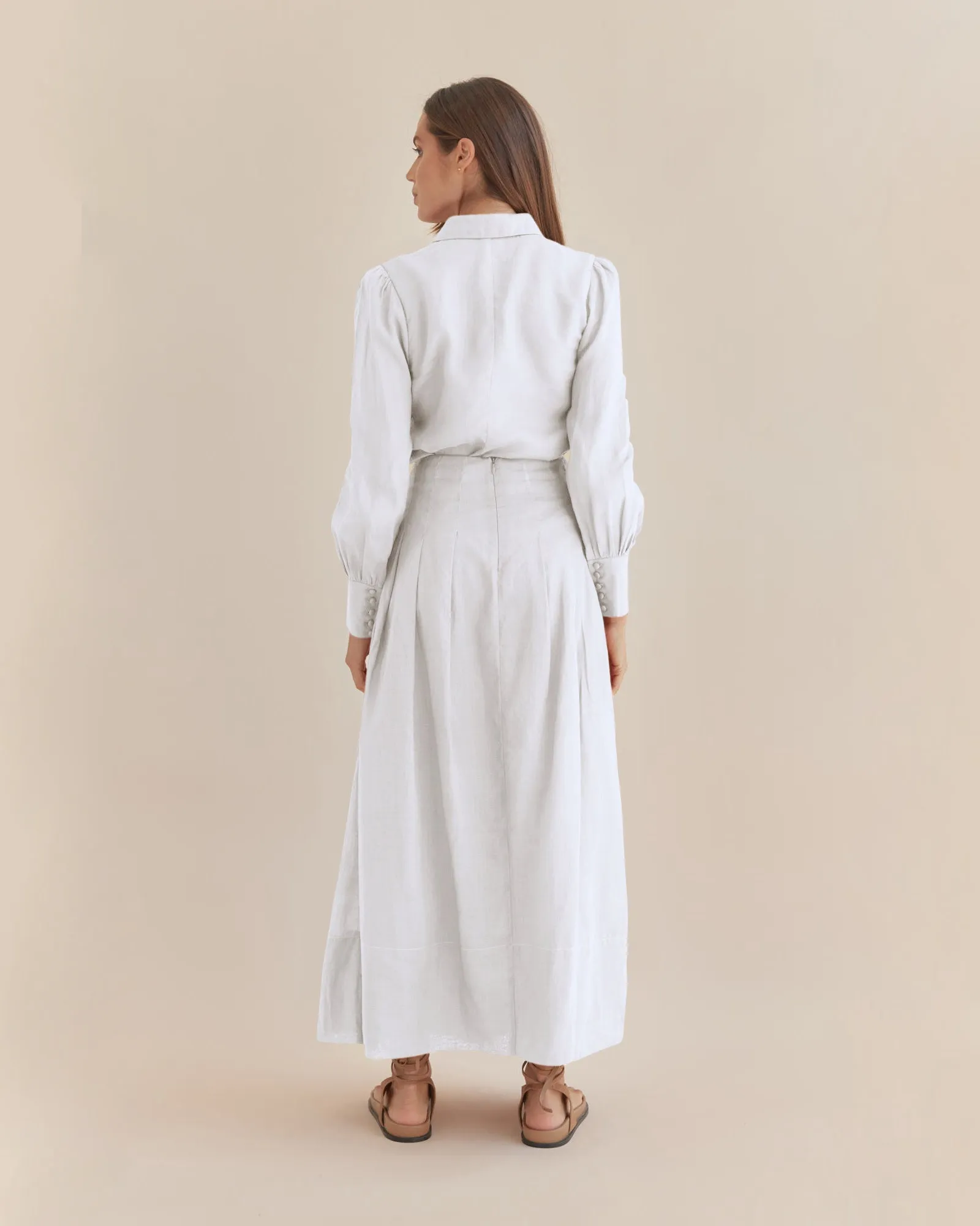 Helene Ramie Draped Skirt - White