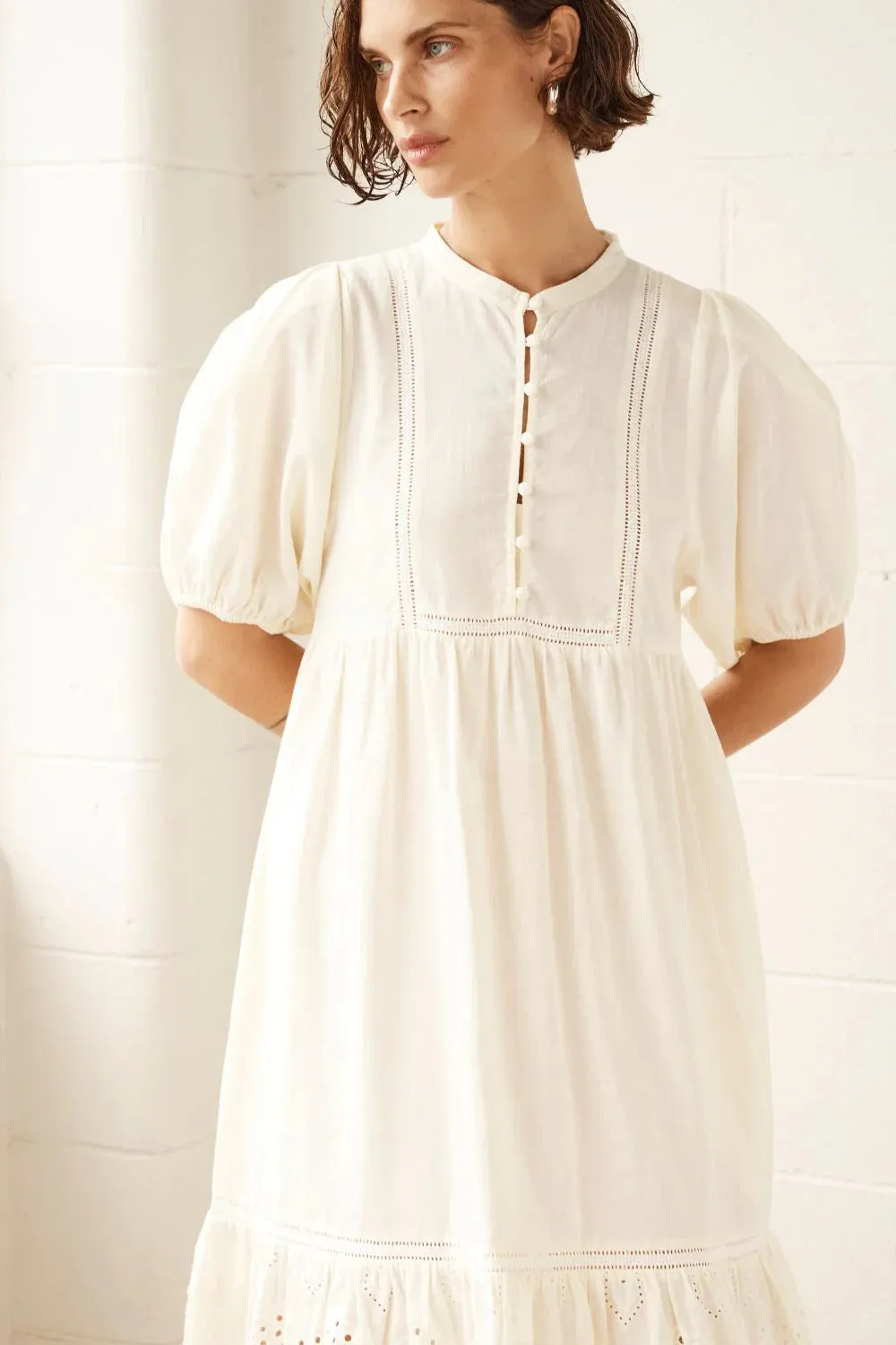 Helm Dress in Cream Broderie