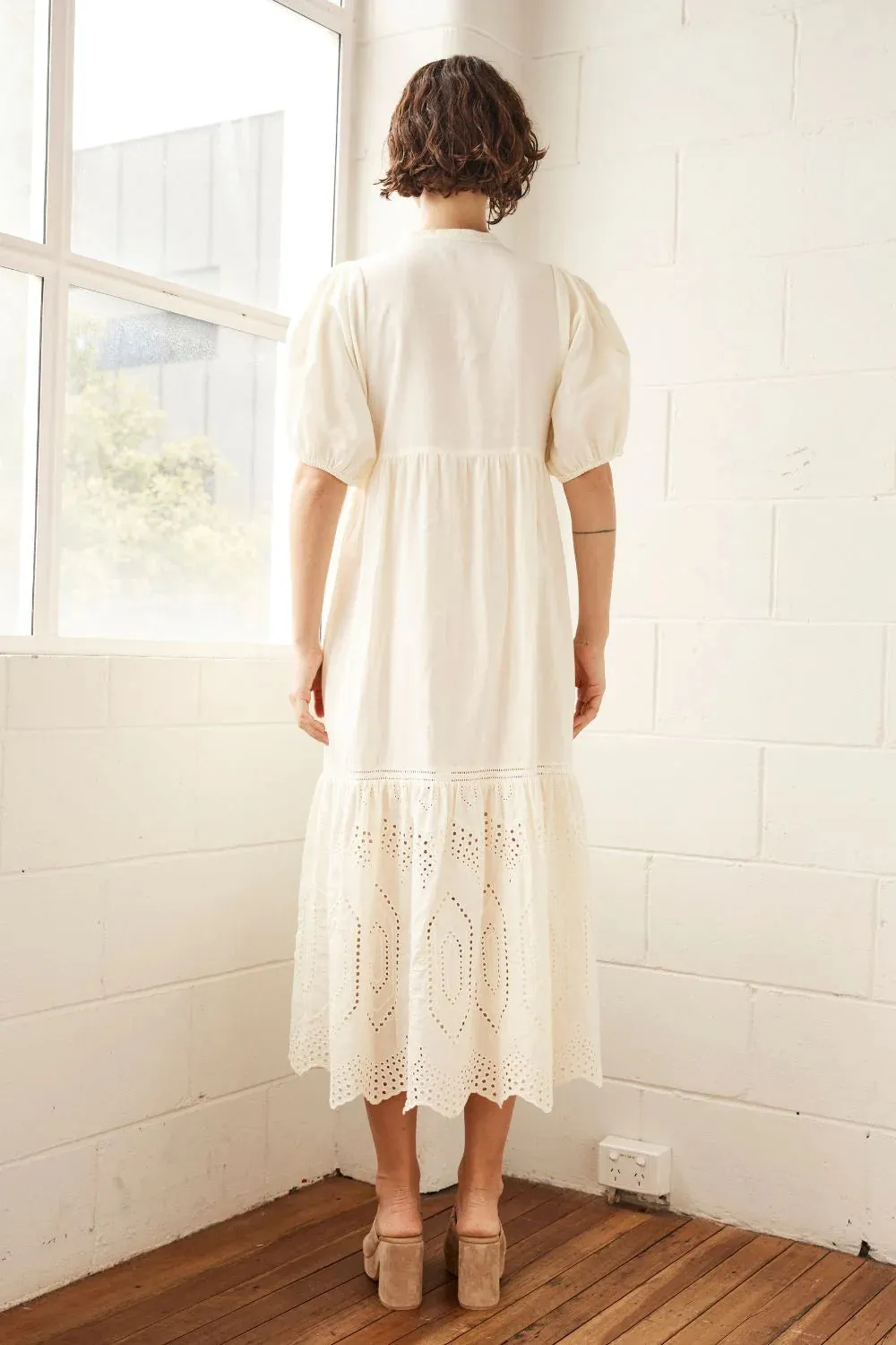 Helm Dress in Cream Broderie