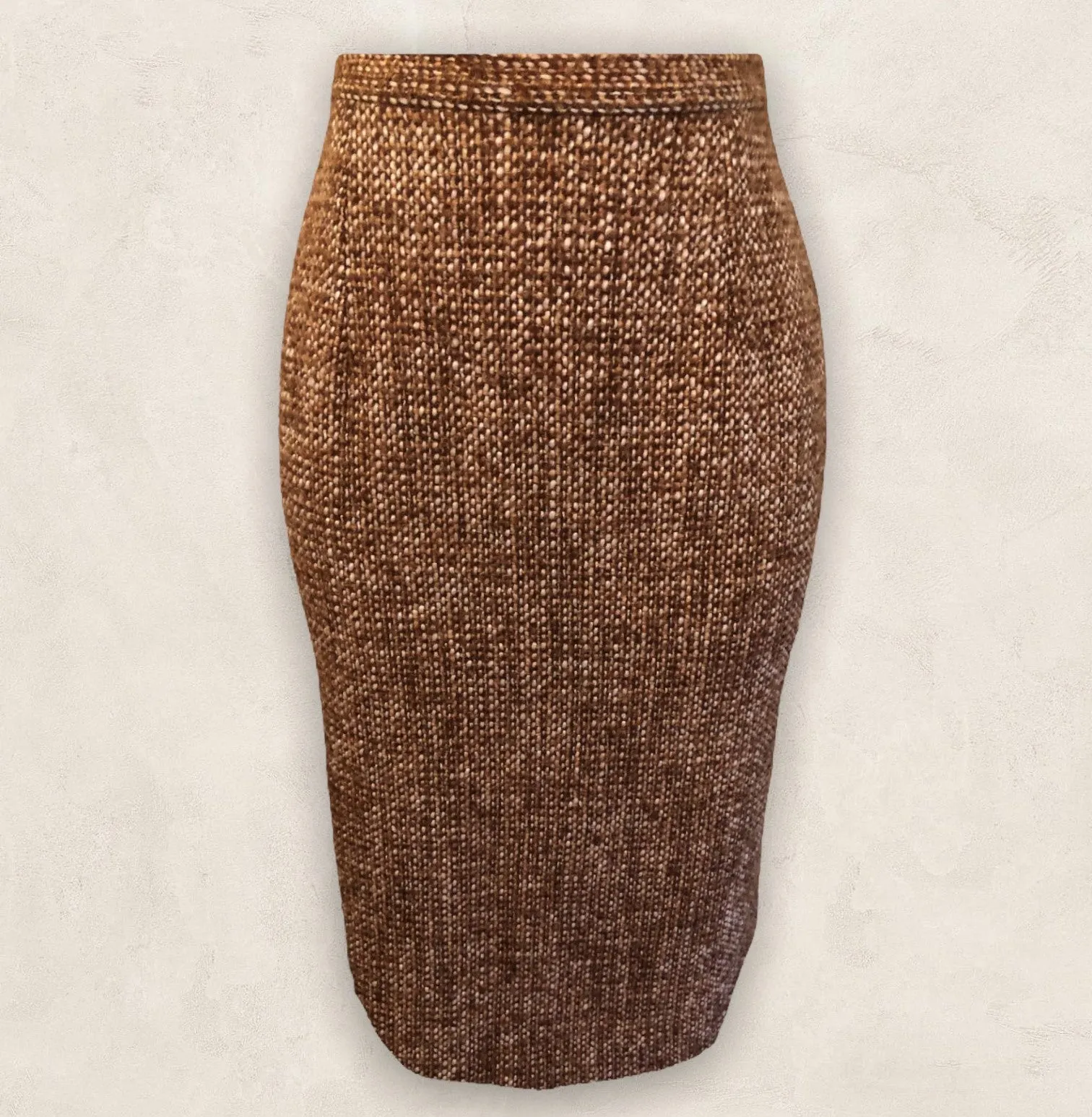 Hermes Govantes Rust Brown Tweed Pencil Skirt UK 10 US 6 EU 38 IT 42