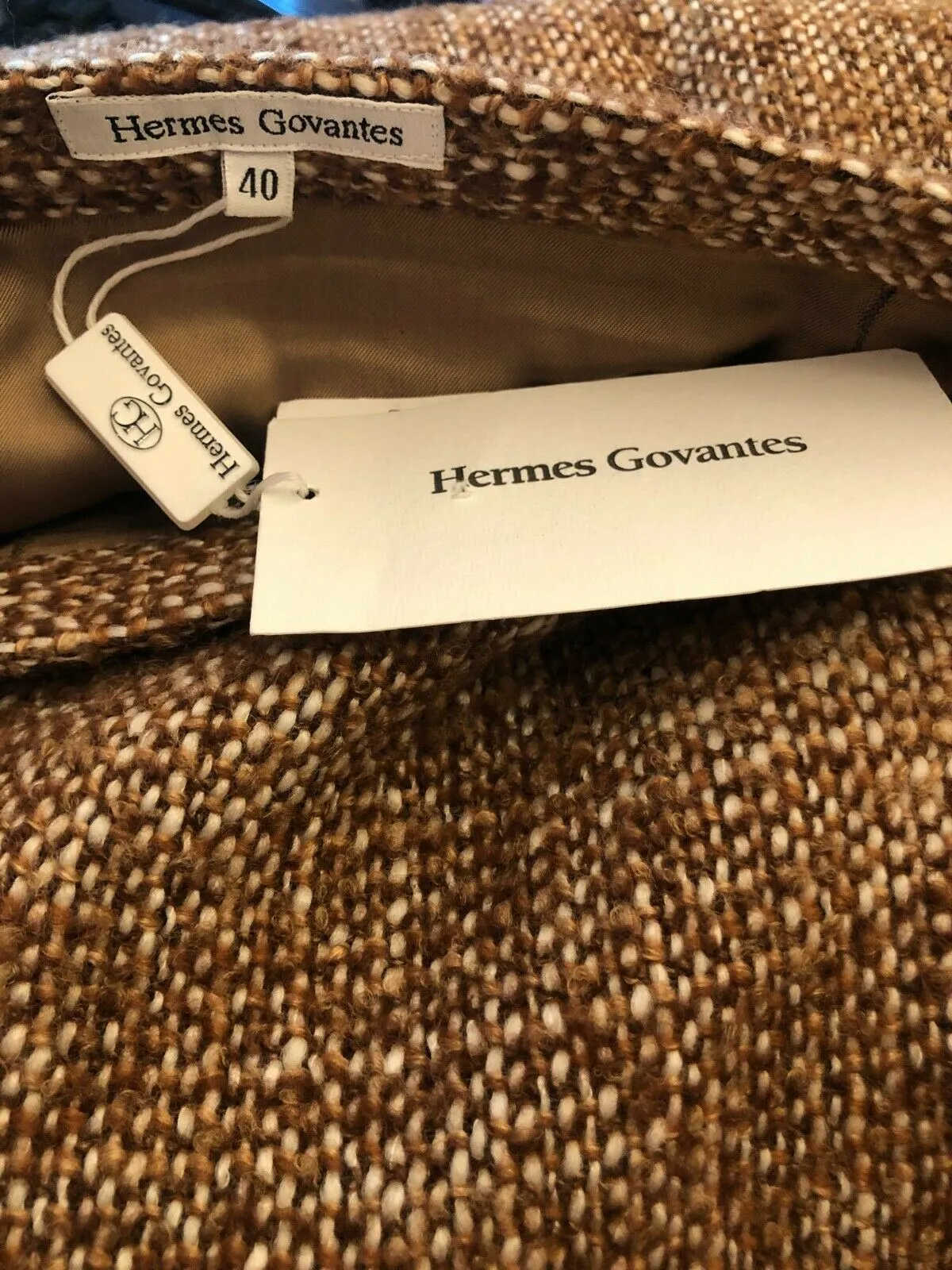 Hermes Govantes Rust Brown Tweed Pencil Skirt UK 10 US 6 EU 38 IT 42