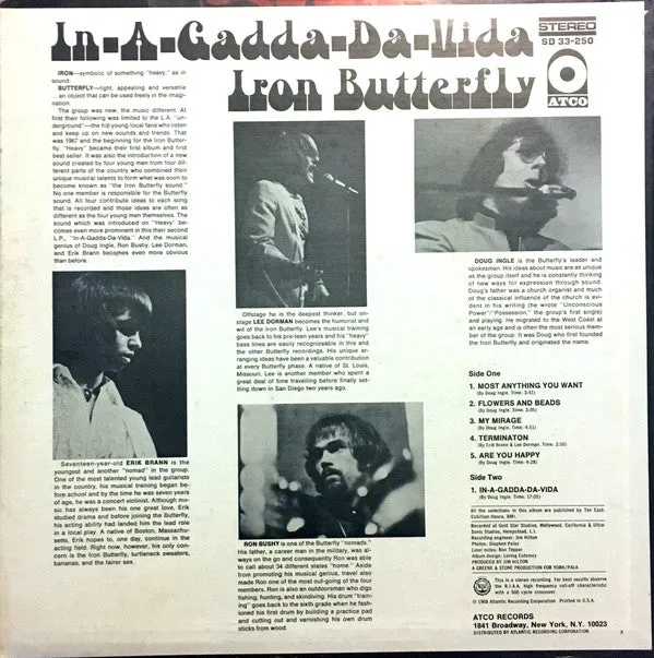 Iron Butterfly - In-A-Gadda-Da-Vida (LP, Album, M/Print, RP, Ter) (VG)