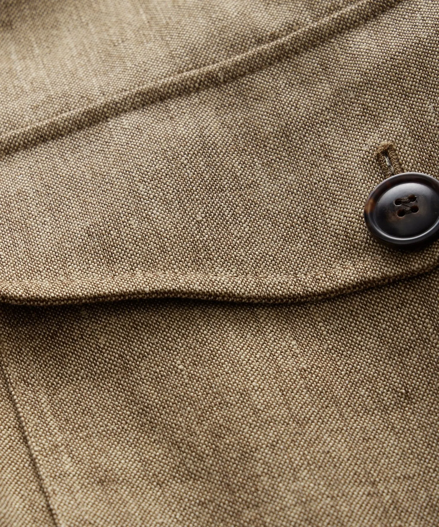 Italian Bonded Linen Military Trench in Brown