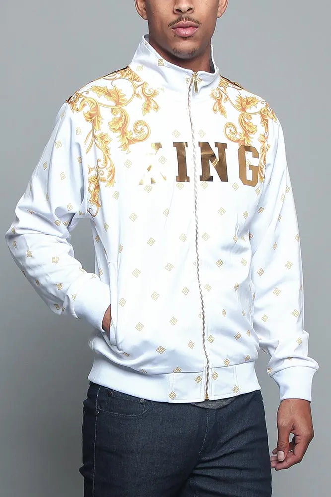 Jeweled Tiger King Zip Up Track Jacket