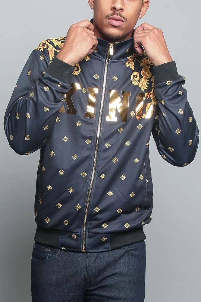 Jeweled Tiger King Zip Up Track Jacket