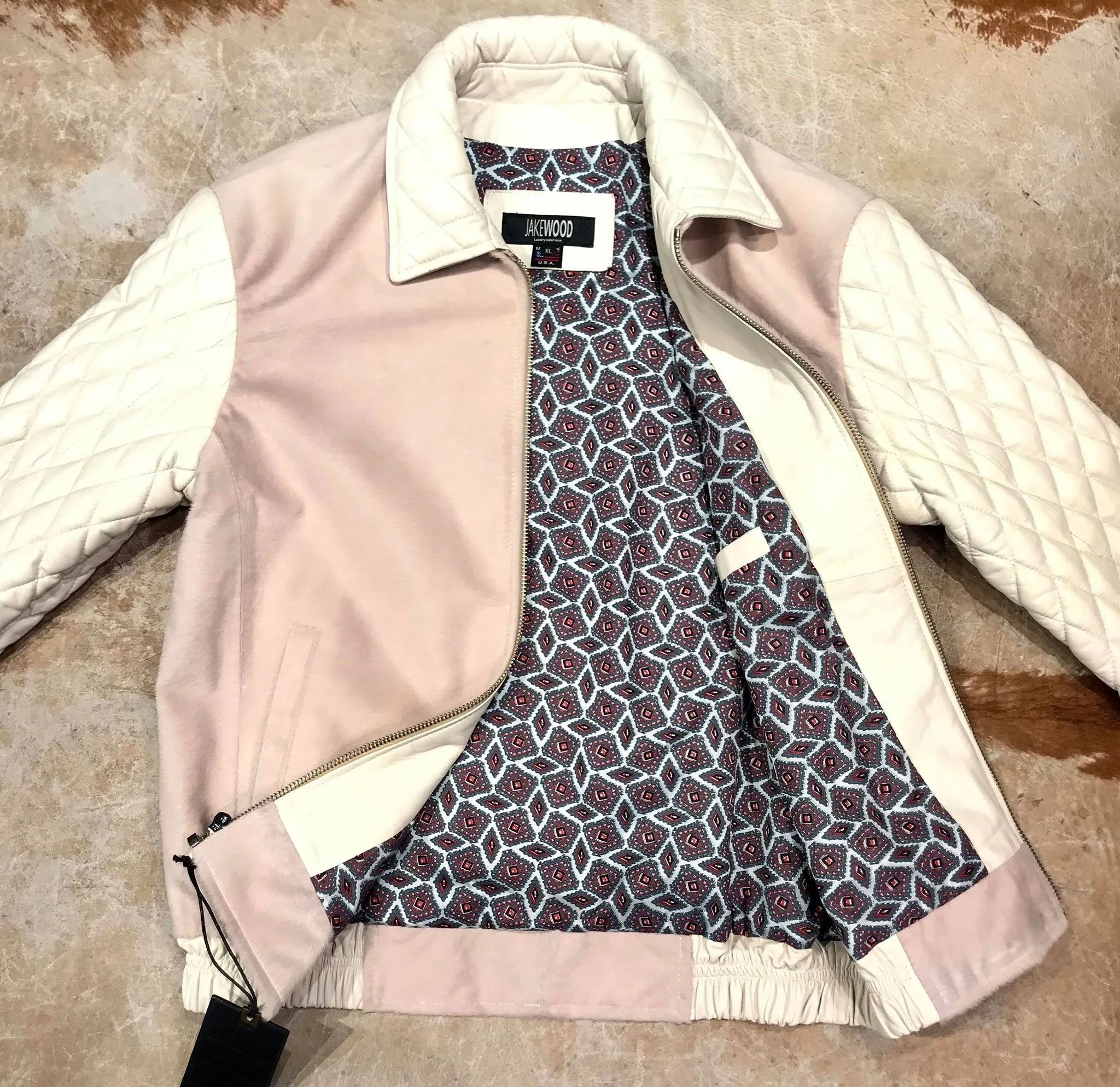 Kashani Cream Quilted Full Pony Bomber Jacket