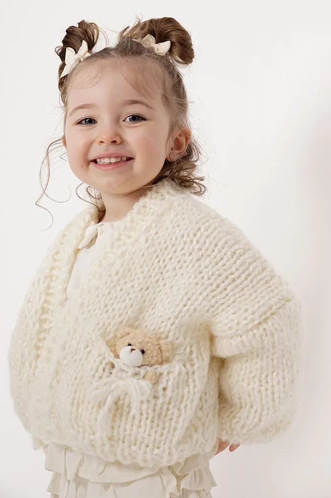 Kids' Bear Handmade Sweater Ecru