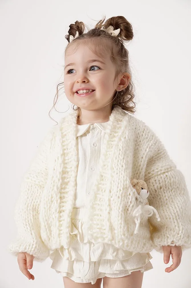 Kids' Bear Handmade Sweater Ecru