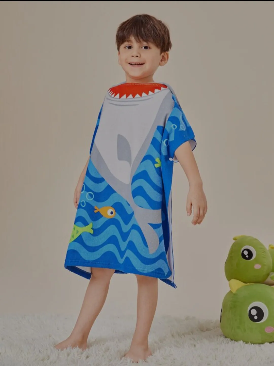 Kids Shark Poncho Towel