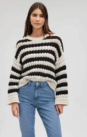 KNIT SWEATER IN BLACK STRIPED