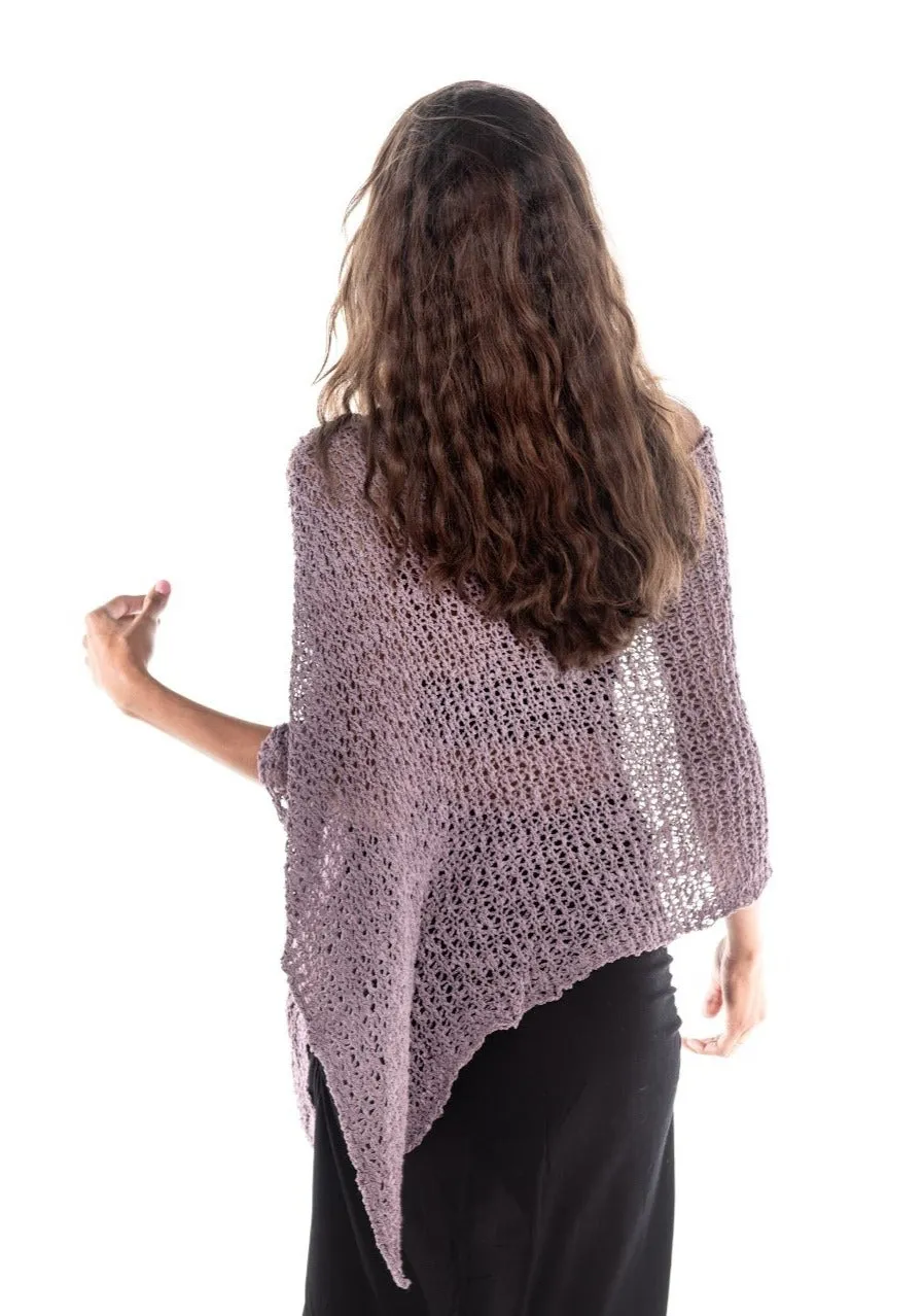 Knitted Asymmetrical Poncho Popcorn