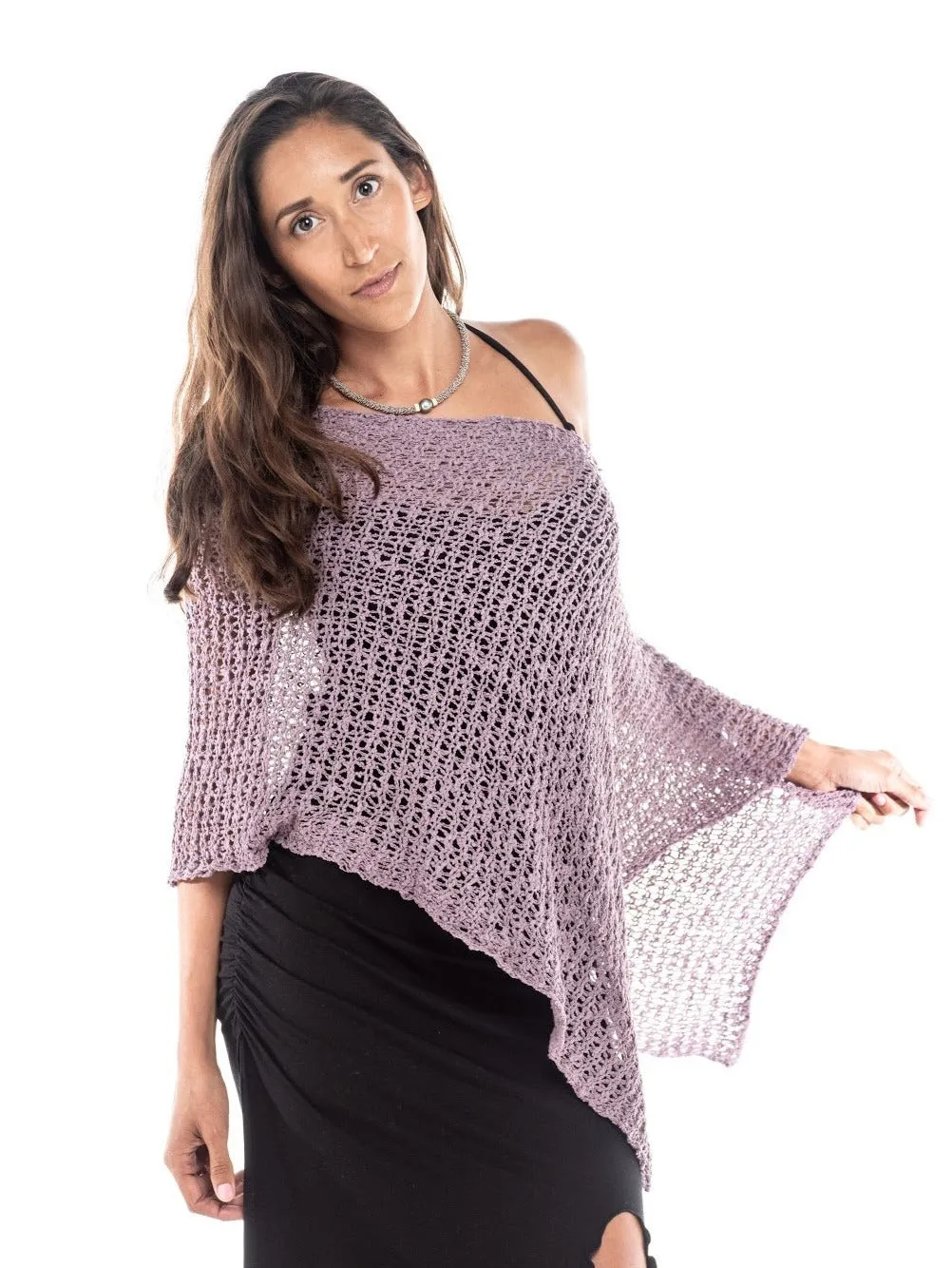 Knitted Asymmetrical Poncho Popcorn