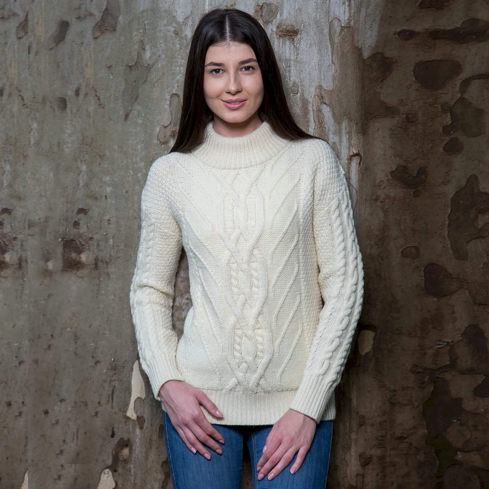 Ladies Turtleneck Merino Wool Irish Sweater