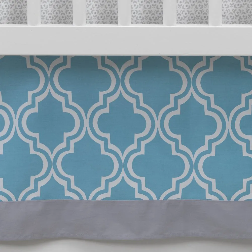 Lambs & Ivy Ryan Collection Crib Skirt - Geometric Teal