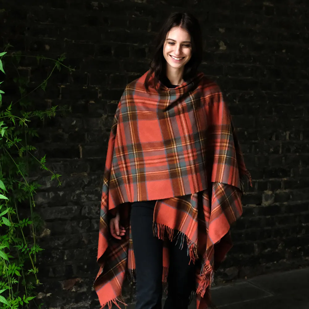 Lambswool Poncho in Antique Royal Stewart Tartan