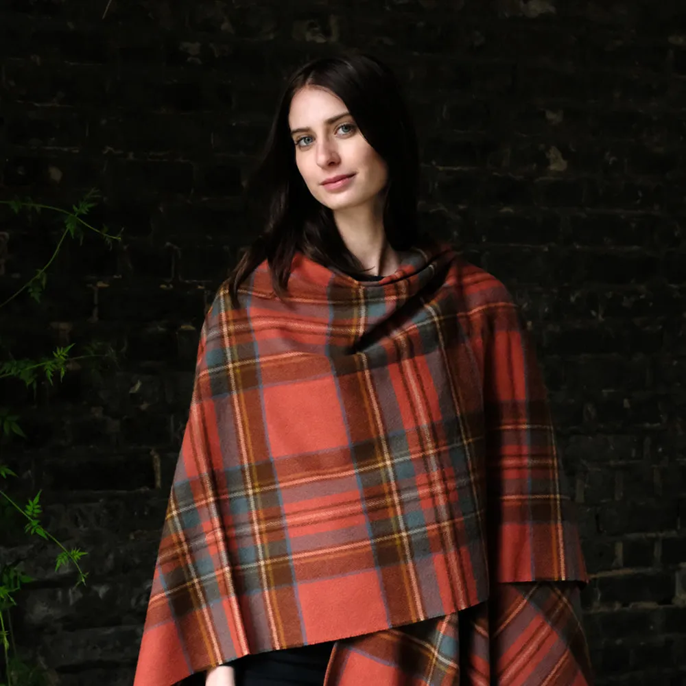 Lambswool Poncho in Antique Royal Stewart Tartan