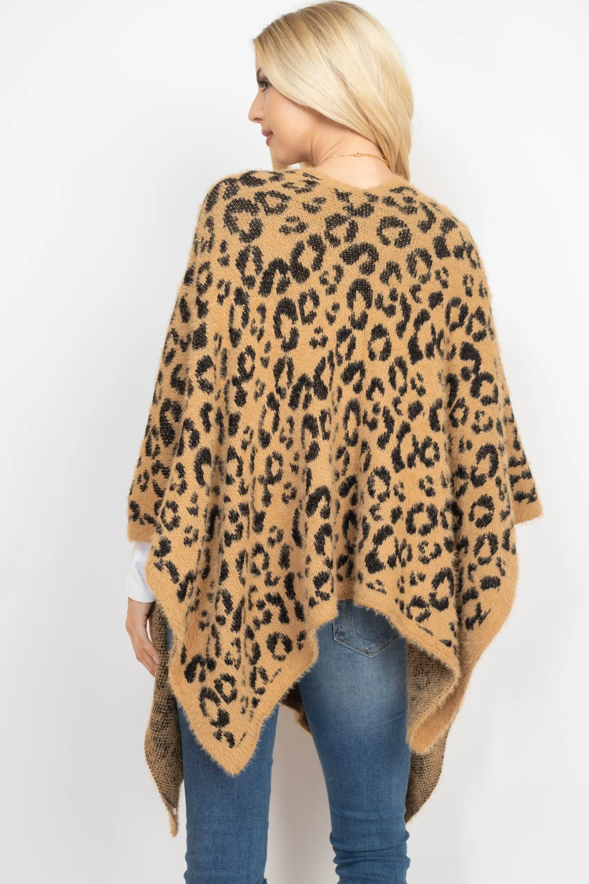 LEOPARD PRINT PONCHO TAUPE/1PC (NOW $10.75 ONLY!)