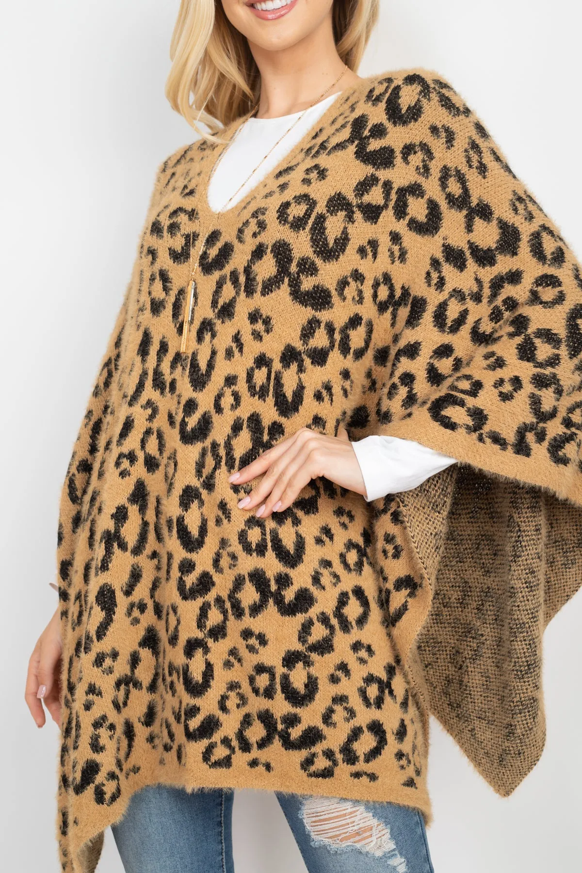 LEOPARD PRINT PONCHO TAUPE/1PC (NOW $10.75 ONLY!)