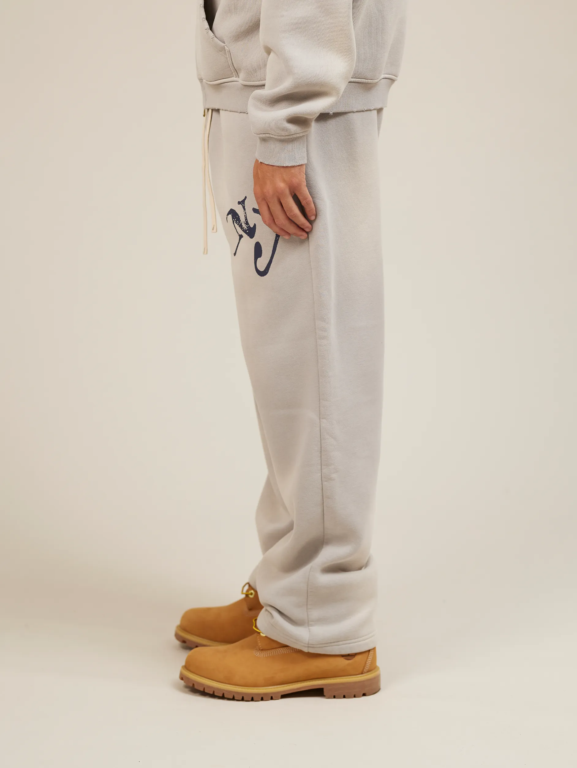 LIGHT GREY SUNFADED SWEATPANTS "NY"