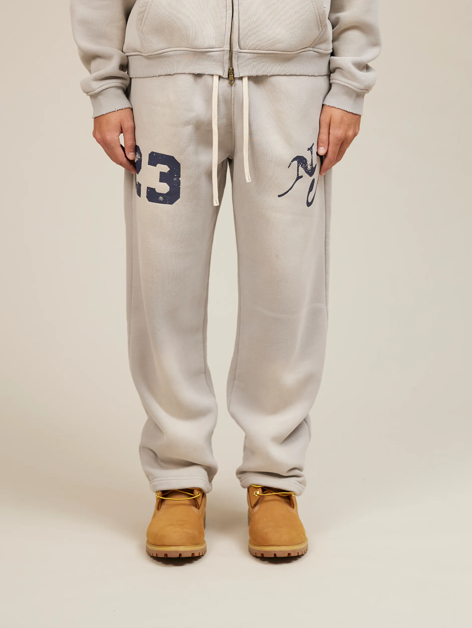 LIGHT GREY SUNFADED SWEATPANTS "NY"