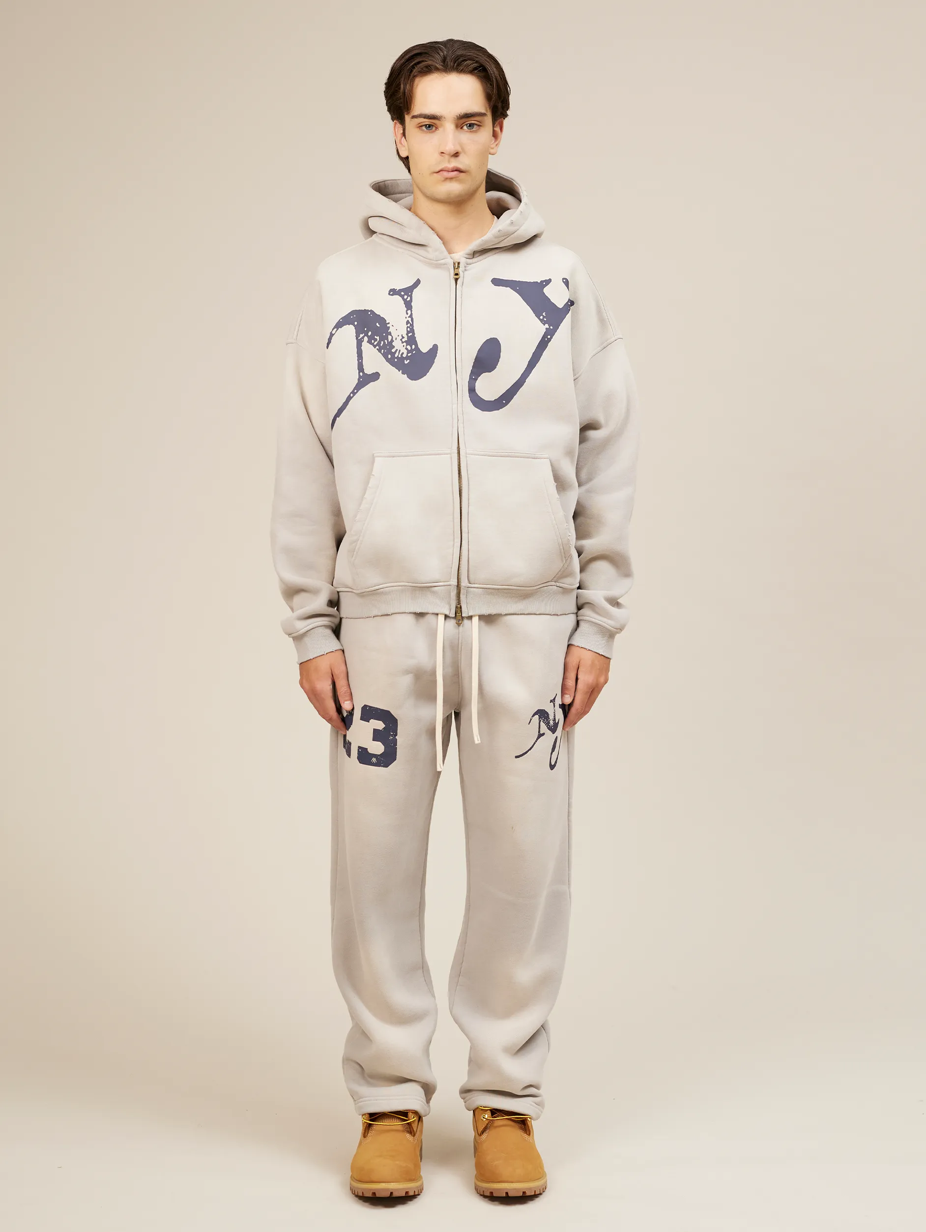 LIGHT GREY SUNFADED SWEATPANTS "NY"