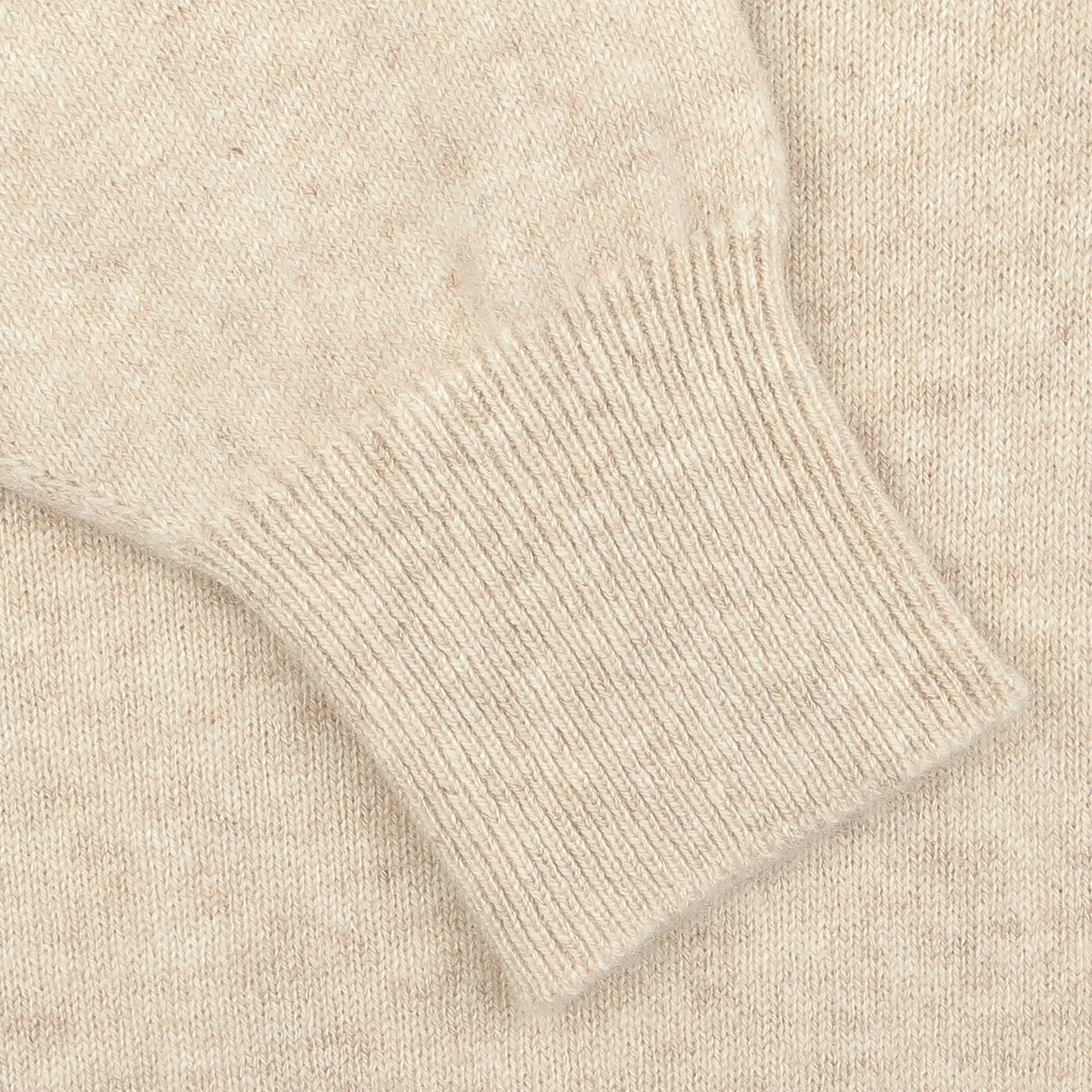 Linen Beige Deep V-Neck Lambswool Sweater