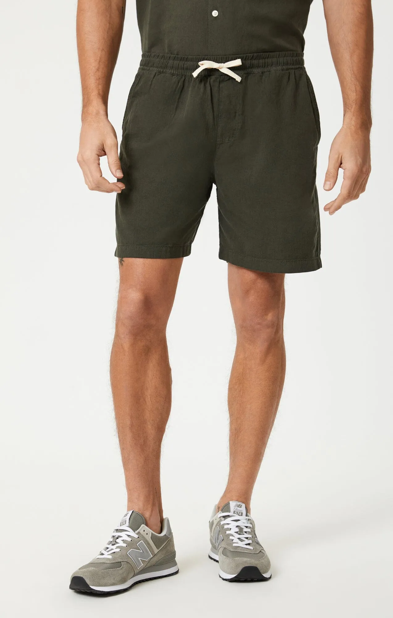 LINEN SHORTS IN ASPHALT