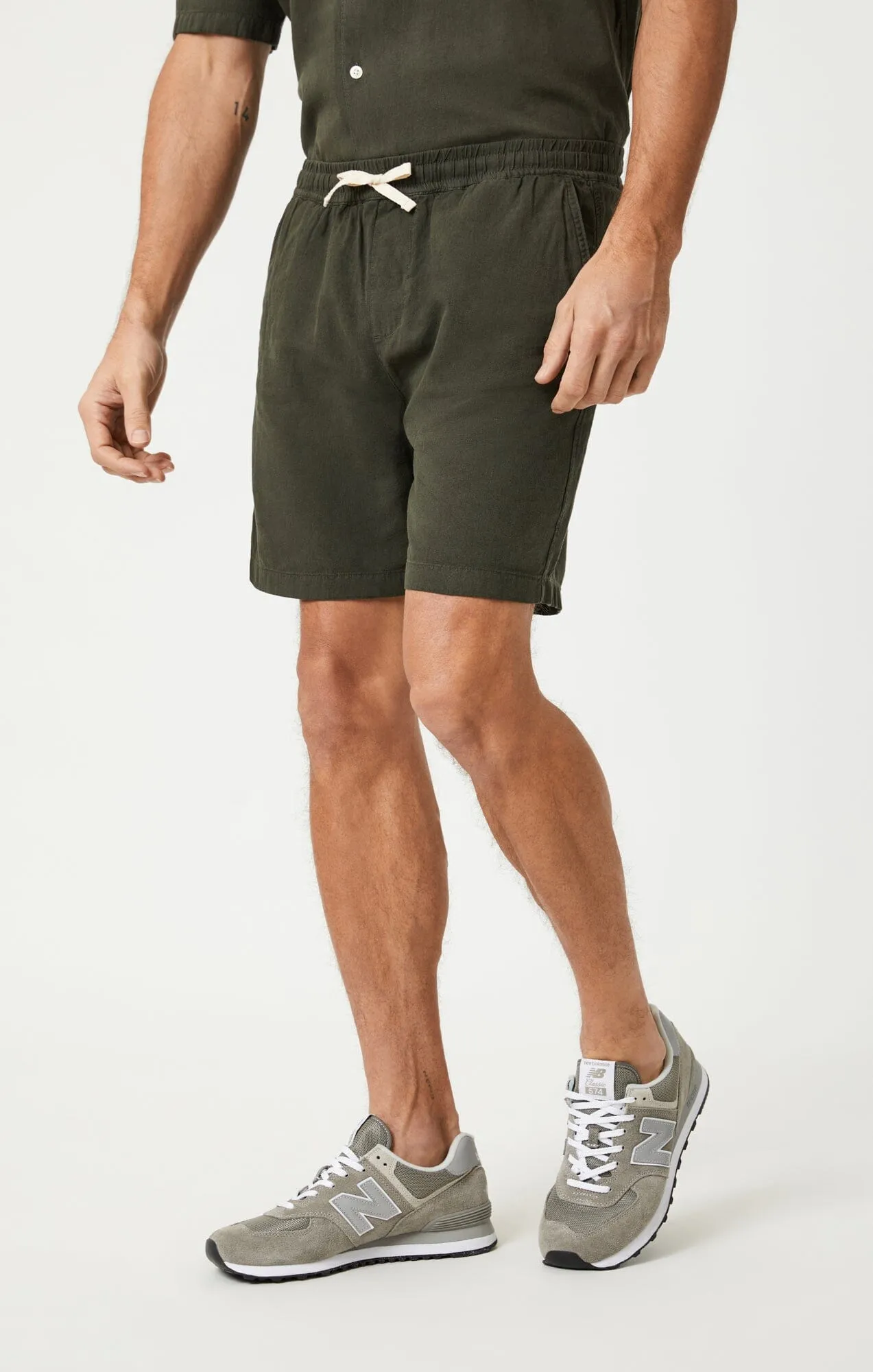 LINEN SHORTS IN ASPHALT