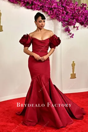 Liza Koshy 2024 Oscars Red Carpet Burgundy Dress