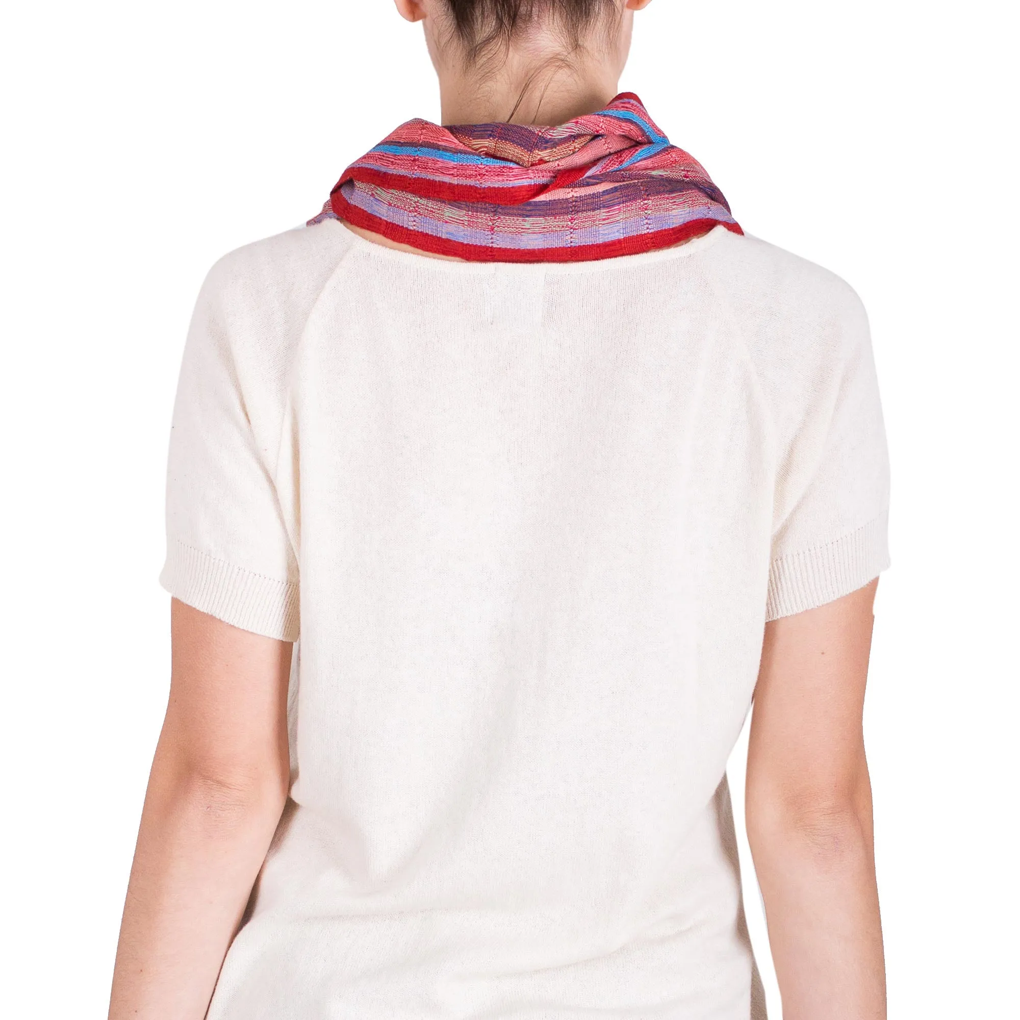 Loom Woven Striped Rayon Infinity Scarf from Guatemala - Tenderness | NOVICA