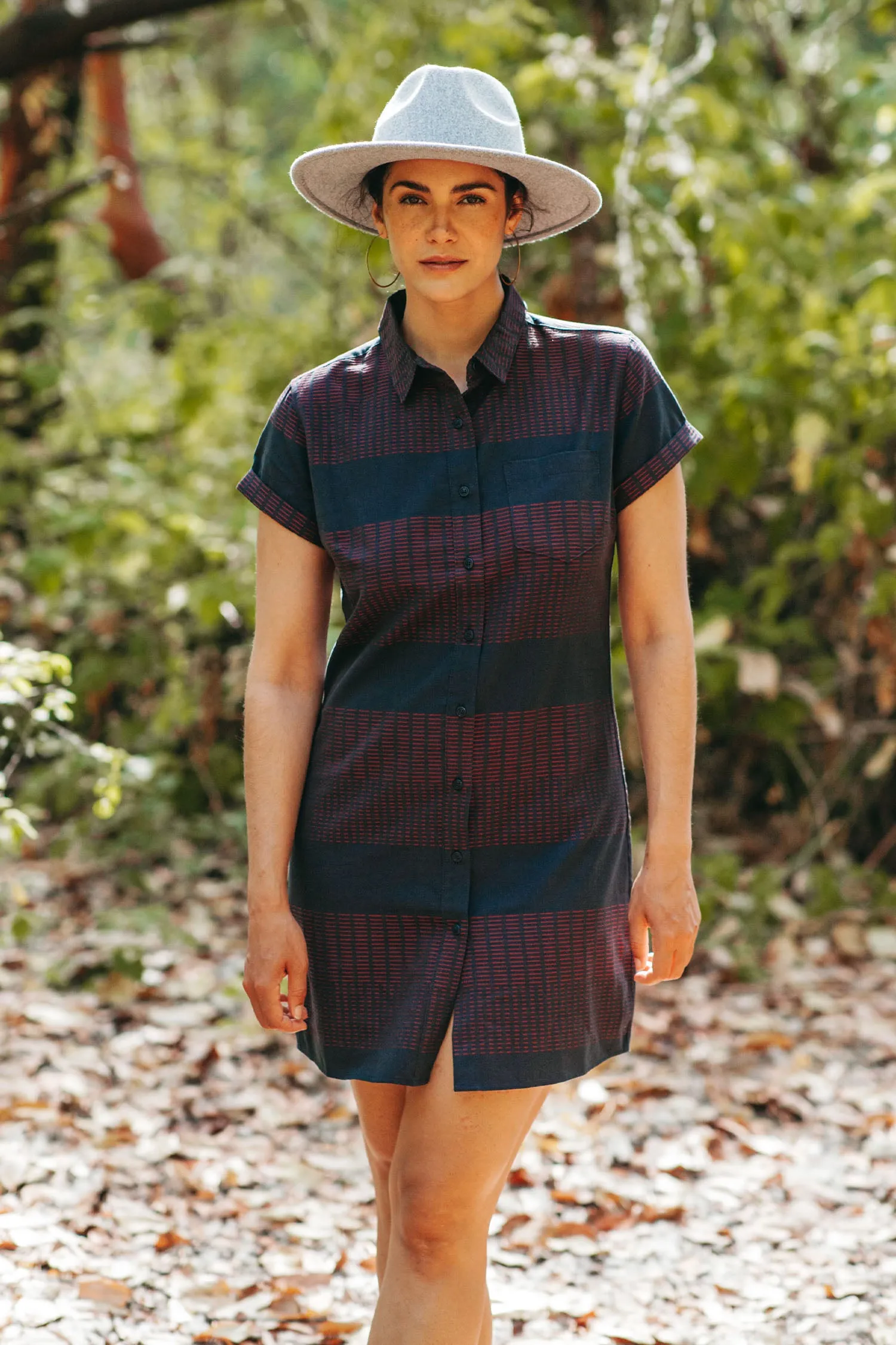 Loren Shirt Dress / Red Dobby Stripe