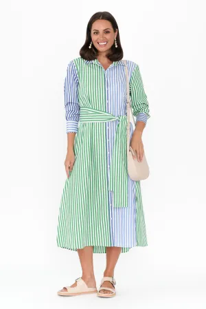 Luna Blue Stripe Cotton Shirt Dress