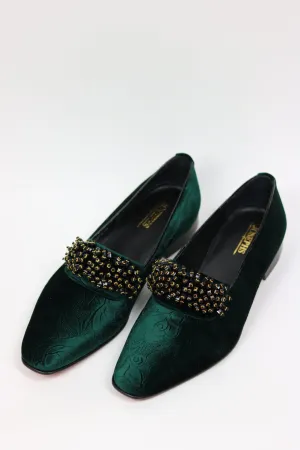 LUXURY GREEN VELVET BRIEGO SLIP-ON