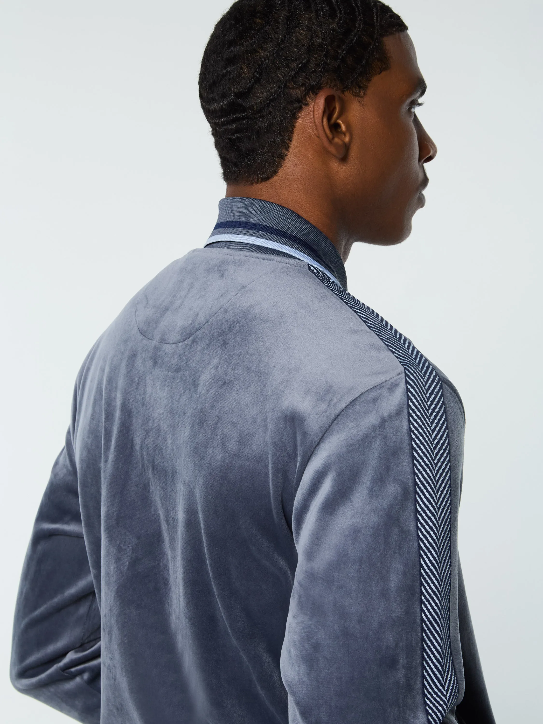 Maglia Velour Track Jacket- Grisaille