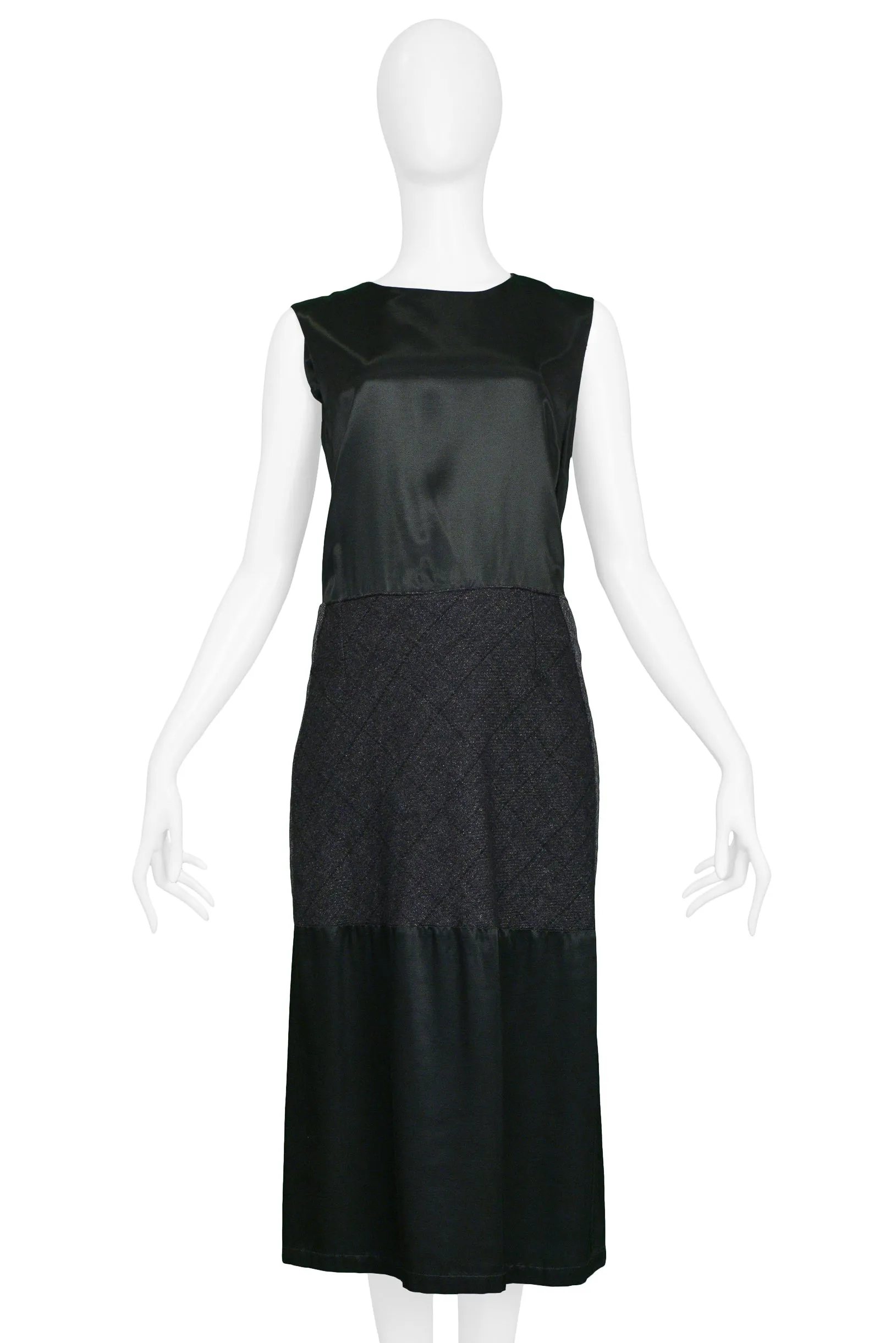 MARGIELA ARTISANAL SATIN & WOOL PANEL DRESS 2002