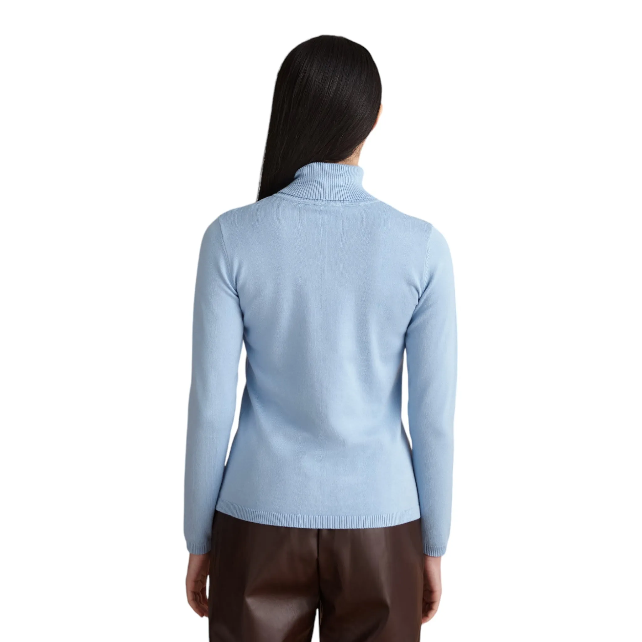 Marina V Polo Neck Sweater Light Blue