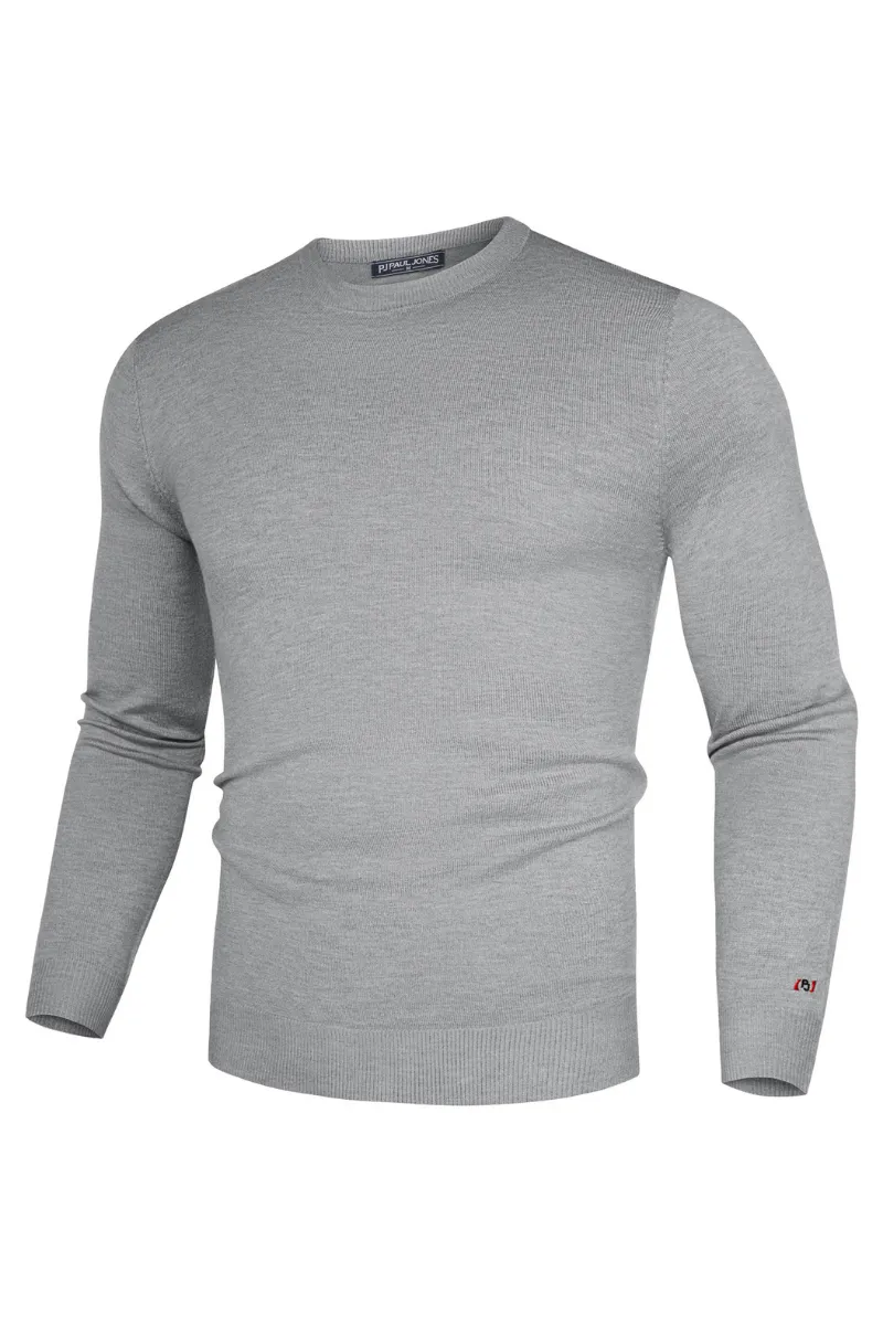 Men Basic Sweater Casual Long Sleeve Crew Neck Ribbed Cuff Thin Pullover