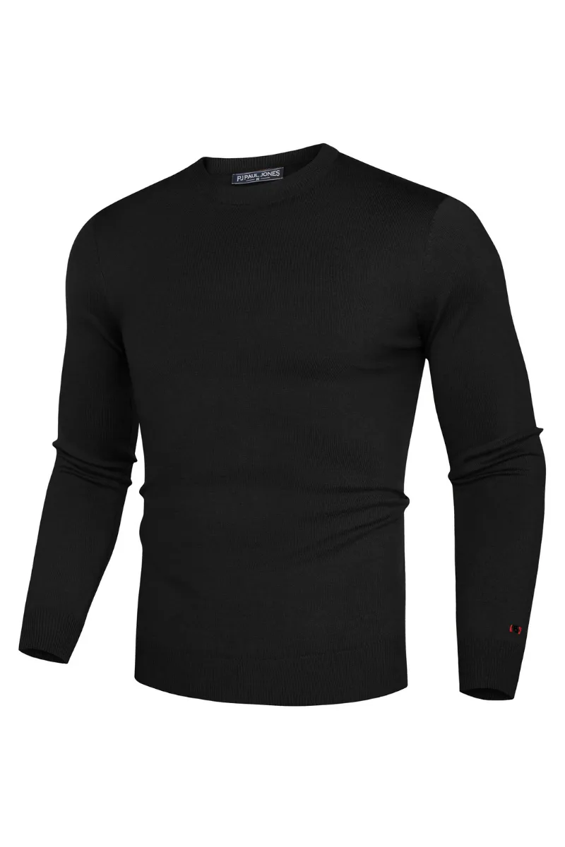 Men Basic Sweater Casual Long Sleeve Crew Neck Ribbed Cuff Thin Pullover